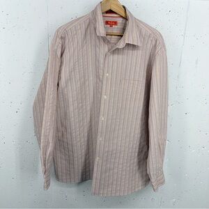 Faconnable Men’s Size XXL Pink Purple Striped Button Down Long Sleeve Shirt